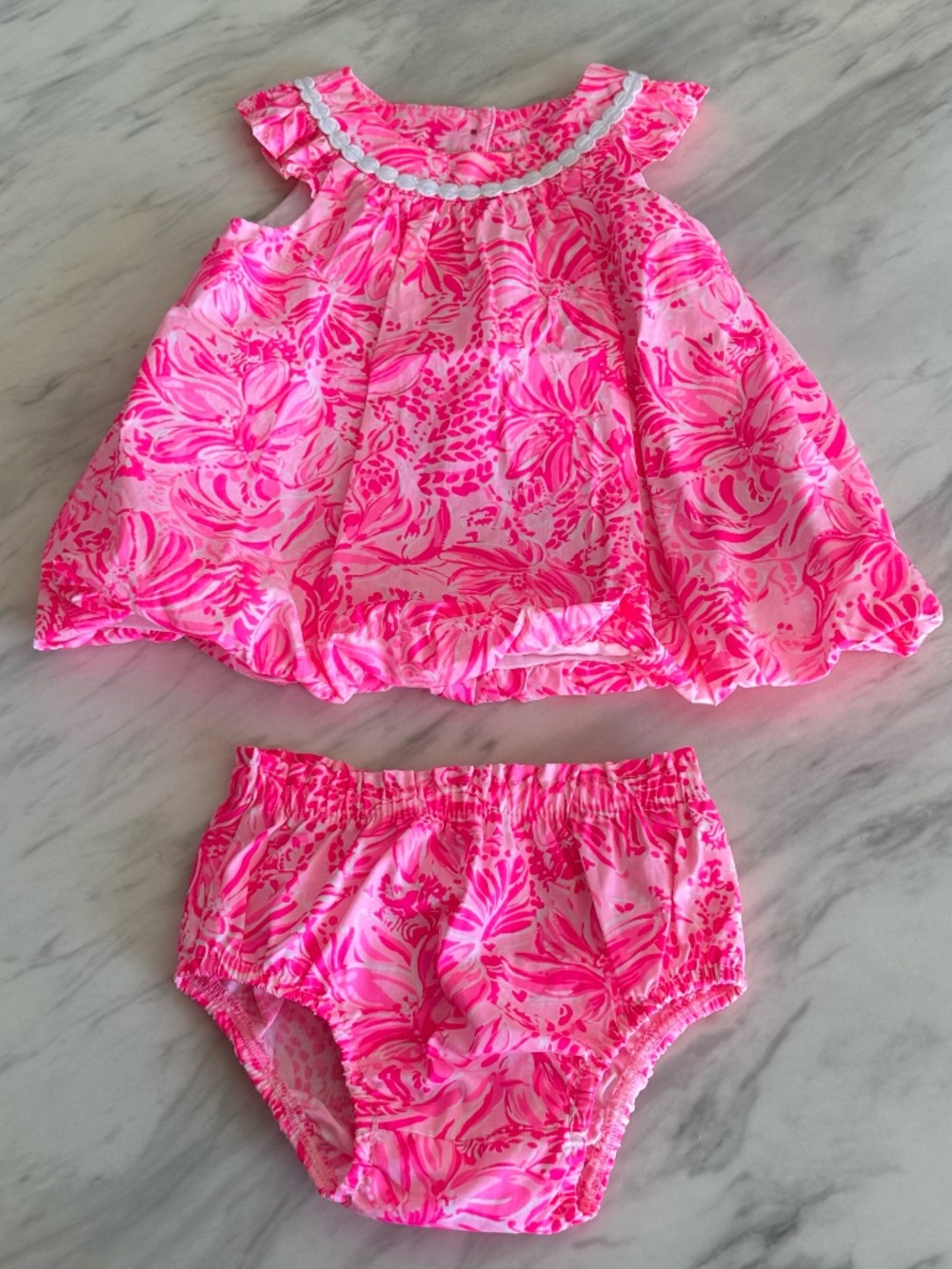 Lilly Pulitzer Baby Paloma Bubble Dress & Bloomers Roxie Pink Worth a Look 3-6M